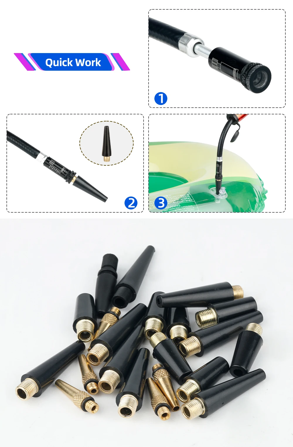 6-teiliges Ballnadel-Set für Basketball, aufblasbare Nadel, Luftventil-Adapter, Pumpe, Bälle, aufblasbares Spielzeug, Aufblasdüse, Verlängerung – Detail 9