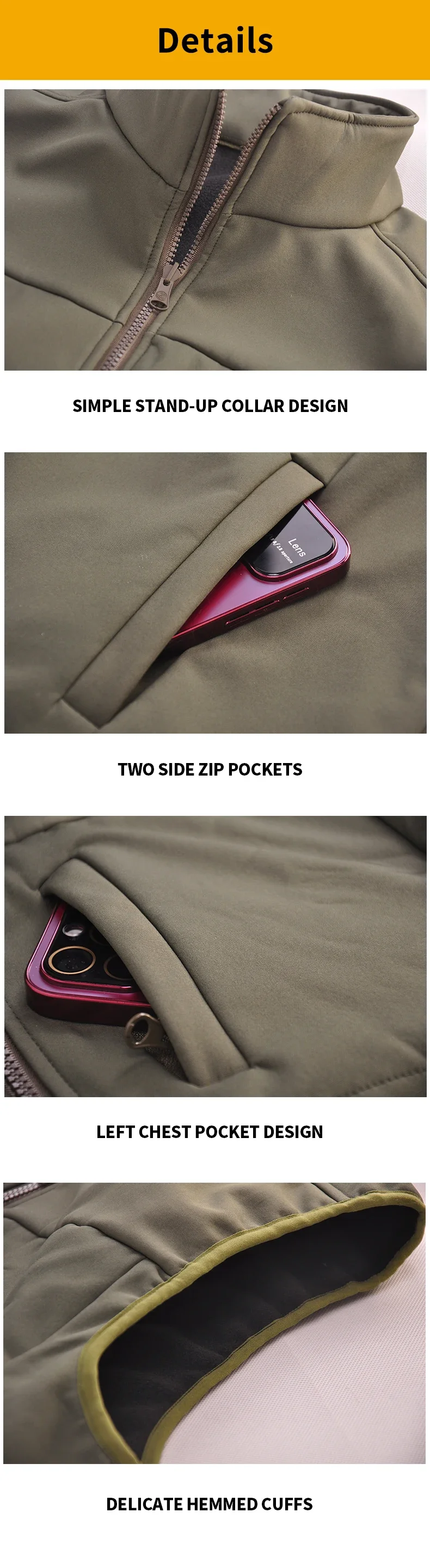 Description Picture 5 of itemWinter Male Fleece Warm Vests Tactical Coats Men Stand Collar Thicken Waistcoats Clothing Mens Jacket Sleeveless Hiking Vest