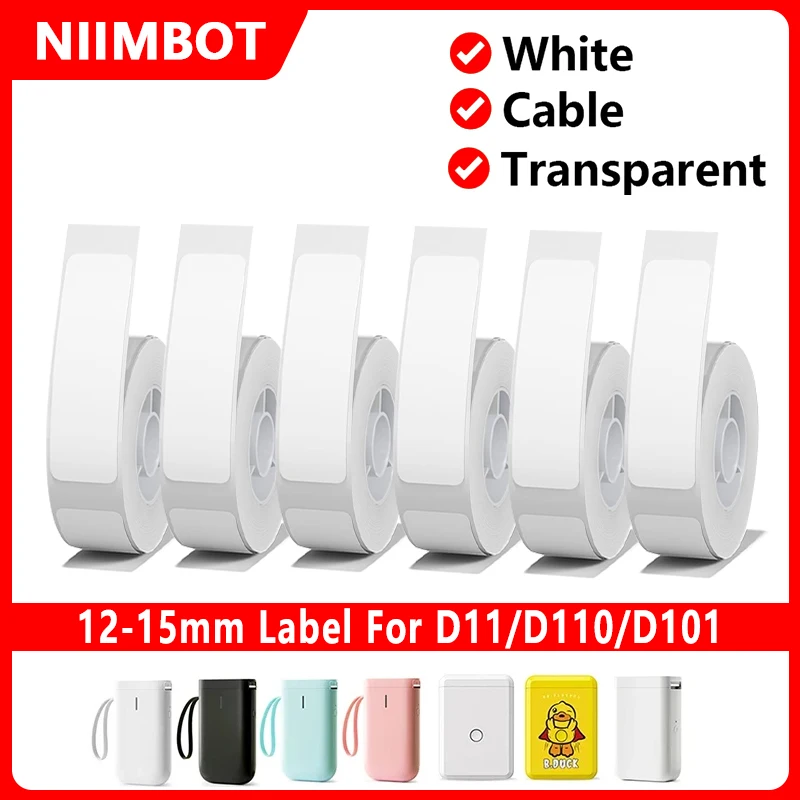 Niimbot Thermal Label Adhesive Sticker Waterproof UV Paper D11 D110 Mini Printer Label Maker White/Cable/Round/Transparent