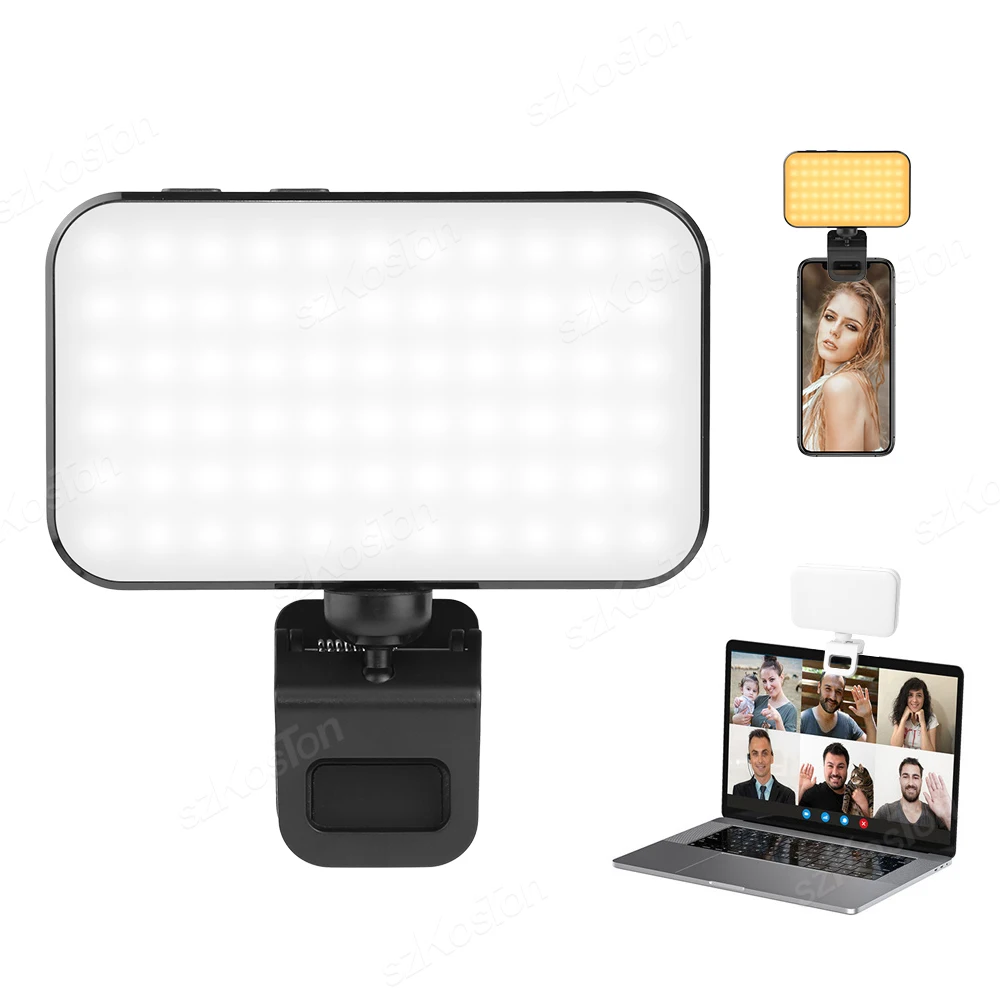 

LED Bi-Color On-Camera Video Lights Rechargeable Selfie Light for Laptop Phone Video Conference Zoom Fill Light Lamp for iPad