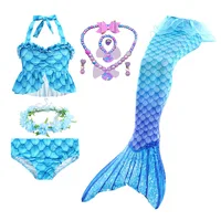 Haojxuanyu Children Mermaid Swimwear Girls Pink Blue Bikini Set Kids Swimsuit Cosplay Mermaid Tail Costume for Swimming 3