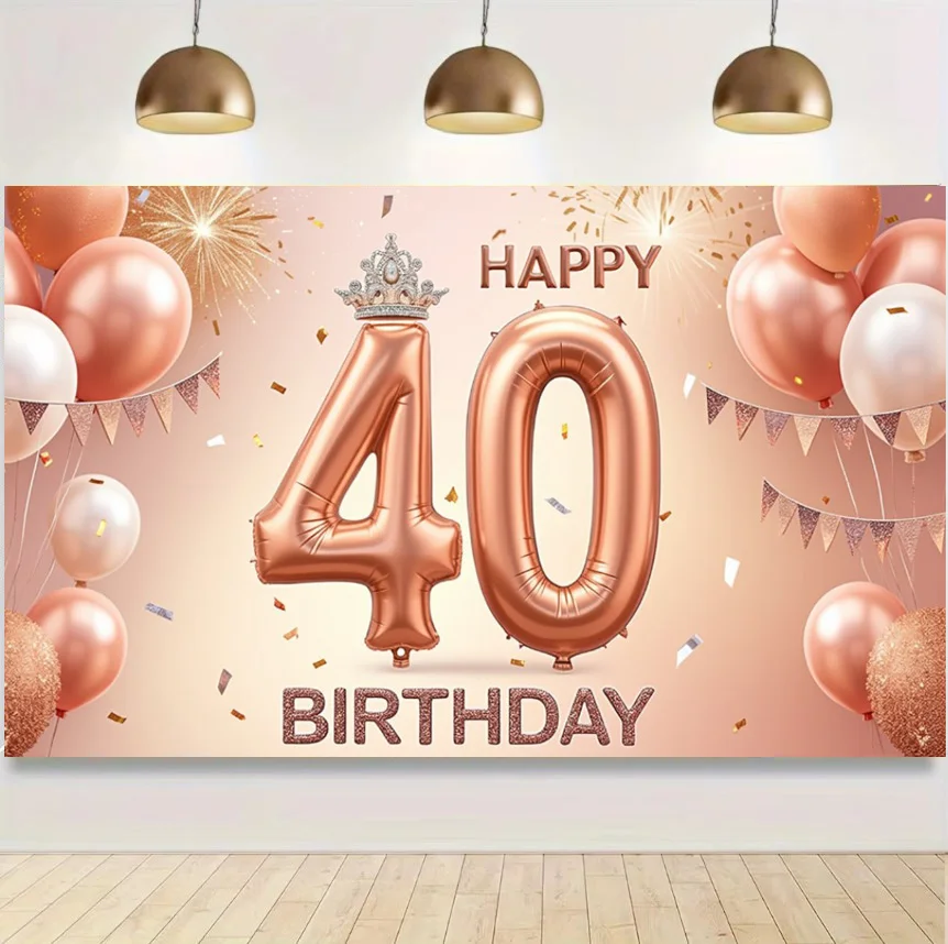 Alles Gute zum 40. Geburtstag Banner Rose Gold Geburtstag Party Hintergrund Ballon Dekoration für Feier Fotografie Event
