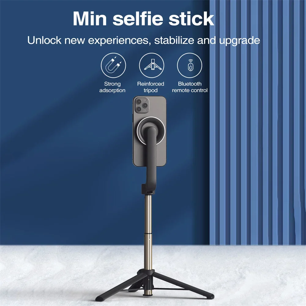 Magnetic Selfie Stick Tripod With Wireless Remote For Iphone Magsafe_voghion.com