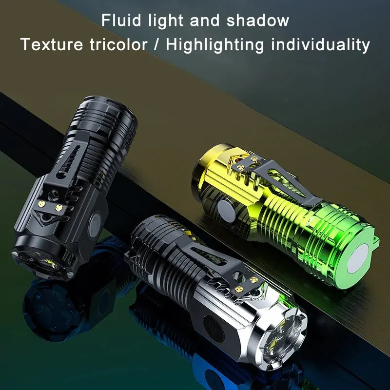 LED Flashlights 3LED Super Bright Portable Mini Burst Flash Torch Rechargeable Outdoor Emergency Spotlight Pen Clip Tail Magnet