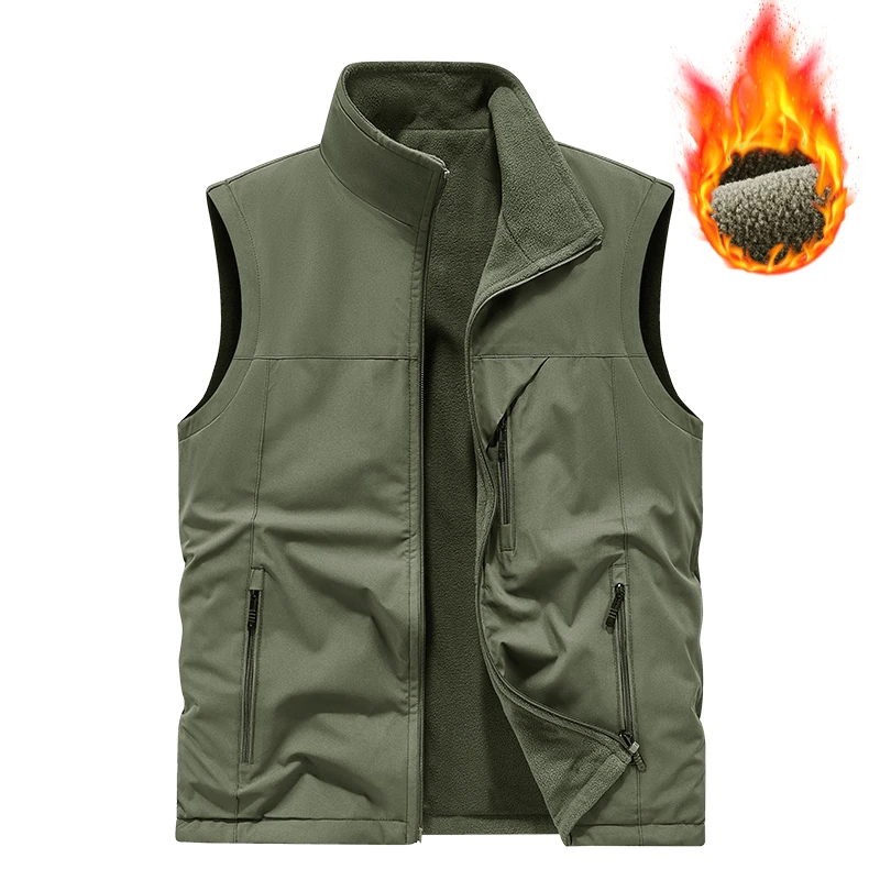 Leather Fishing Vest for Men Autumn Winter