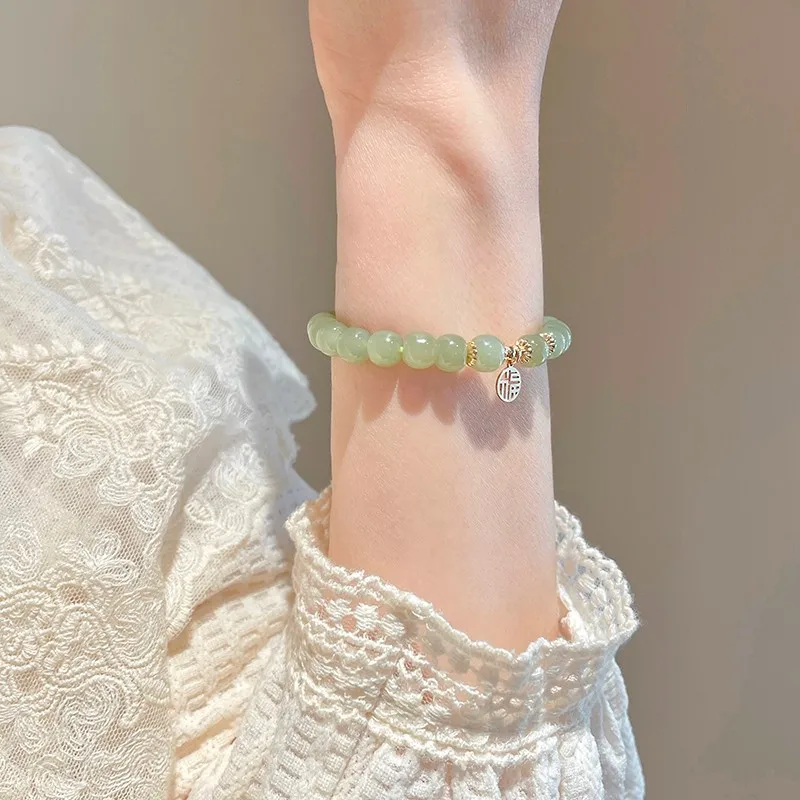 Frauen Hochzeit Geschenk Armband Natürliche Lila Farbe Hetian Jade Perlen Armband Armreifen für Frauen Perlen Strang Armband Schmuck – Detail 14