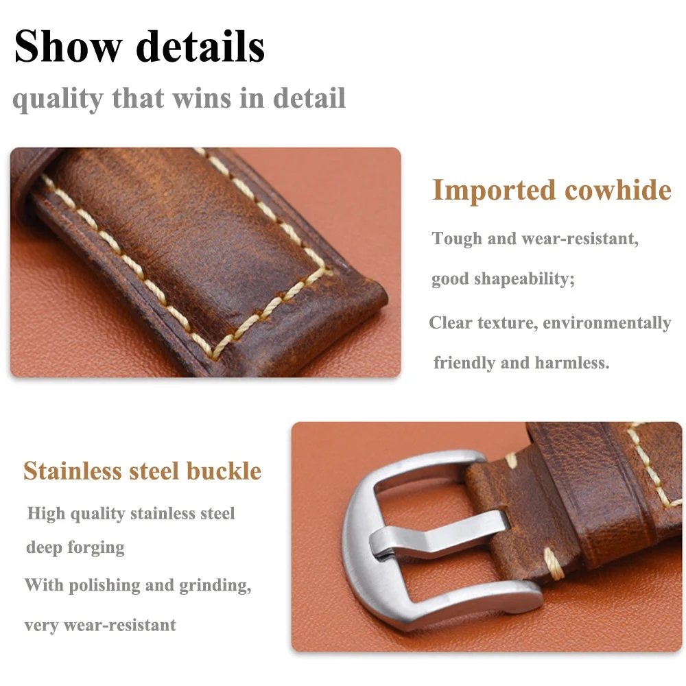 Premium Quick Release Leather Watchband - Casual Smartwatch Strap, Soft Wrist Bracelet, Multiple Sizes Available