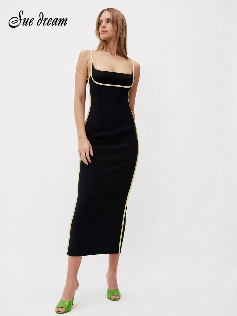 

2022 новое летнее женское сексуальное платье на тонких бретельках, однотонное платье без рукавов в стиле пэчворк, Клубные вечерние платья