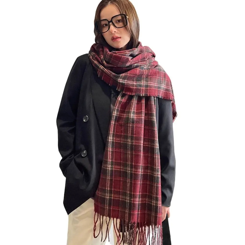 Imitation Cashmere Plaid Scarf Wrap for Women