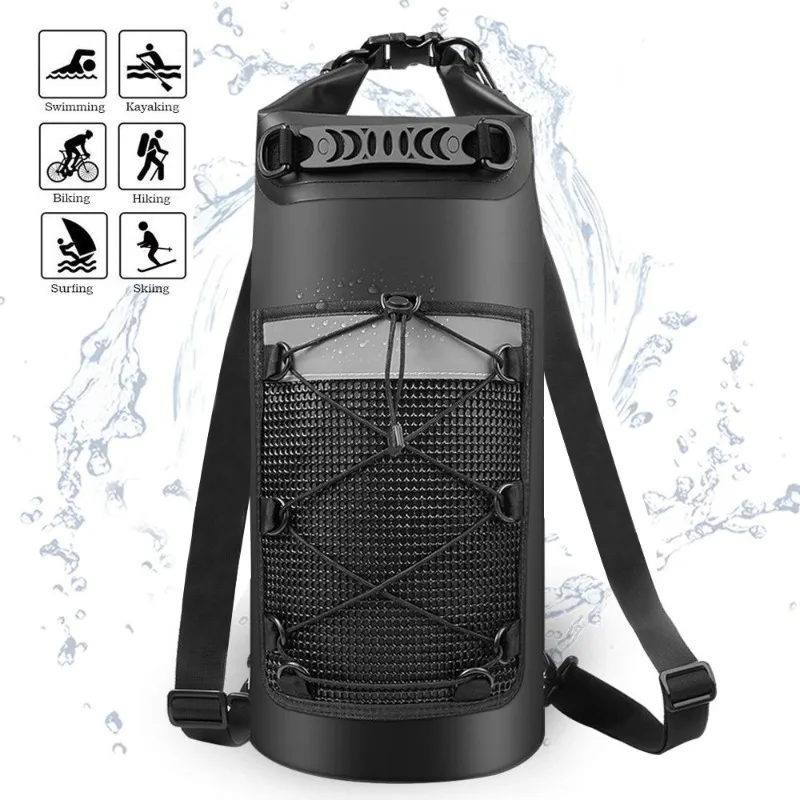 Waterproof Mesh Beach Dry Bag - Large Capacity Multi-Scene Carryall for Swimming Camping Drifting with Quick-Drain Design