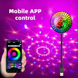 Disco Magic Ball RGB Luz, Mini Música Ritmo, Luzes de Festa do Palco, Controle Inteligente APP, LED USB, Carro, Auto Decore, Lâmpada Atmosfera