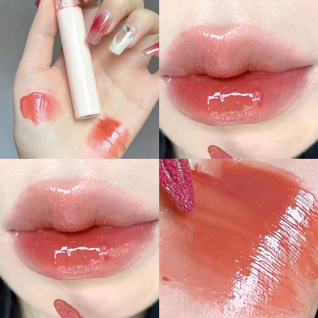 Cherry Pink Lip Plumper Gloss Crystal Jelly Oil Lip Tint Korean Long-lasting Waterproof Lipstick Lips Plumper Extreme Wholesale