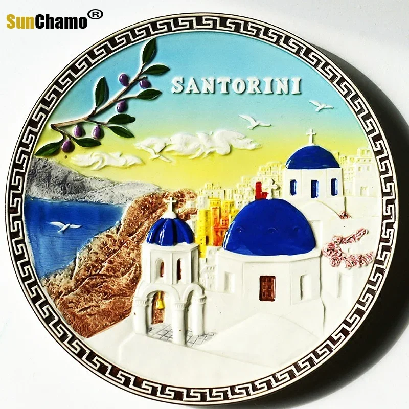 15cm Italian Sicilian Village Aegean Greek Creative Disk Background Decoration Display Hand-painted Ceramic Disctourist Souvenir 3