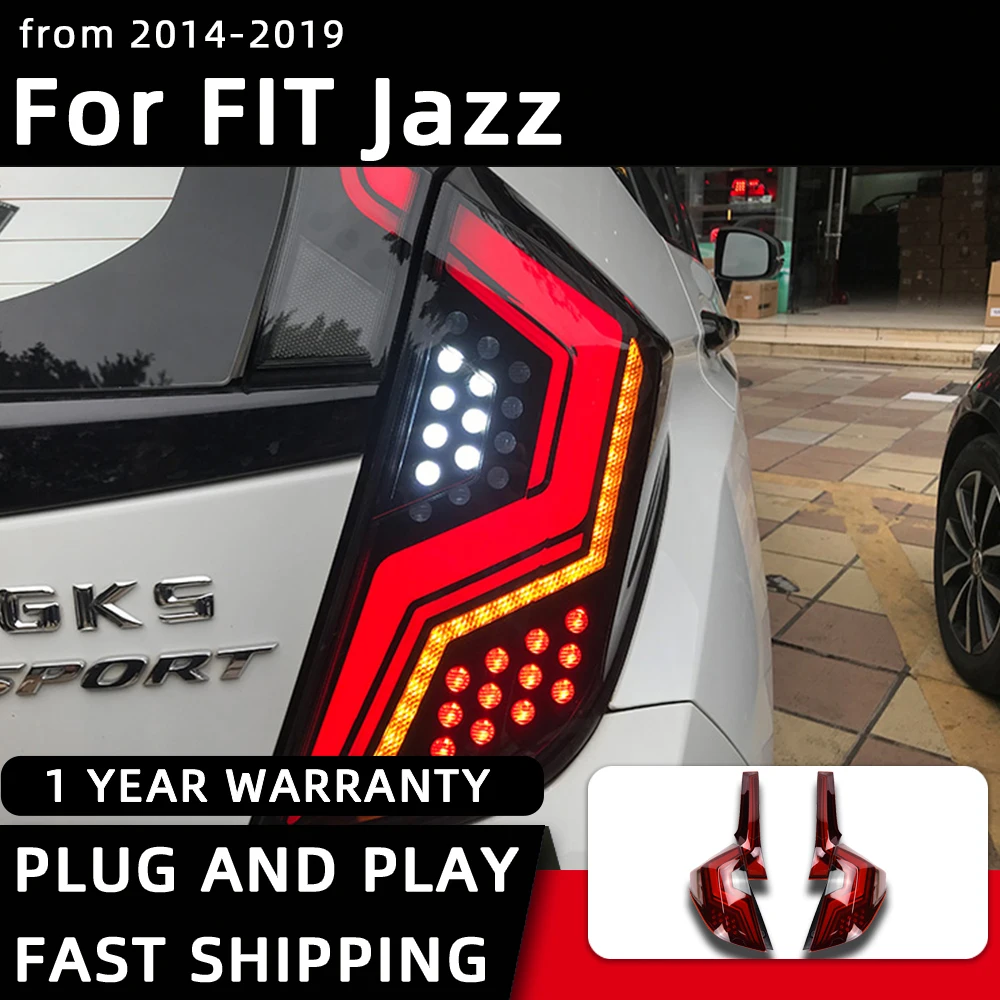 

Задний фонарь для Honda FIT Jazz GK5, светодиодные задние фонари 2014-2019, задний фонарь, Стайлинг автомобиля, дневные ходовые огни, задние аксессуары для автомобиля