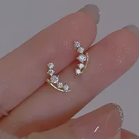 A Pair of Small and Delicate Earrings, Sparkling with Zircon Inlay, Suitable As Jewelry Gifts for Women's Daily Wear