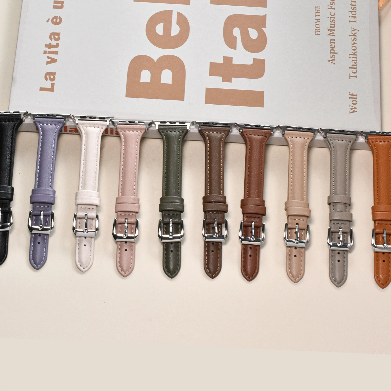 Slim Leather Strap For Apple Watch Series 10/11 42/46mm