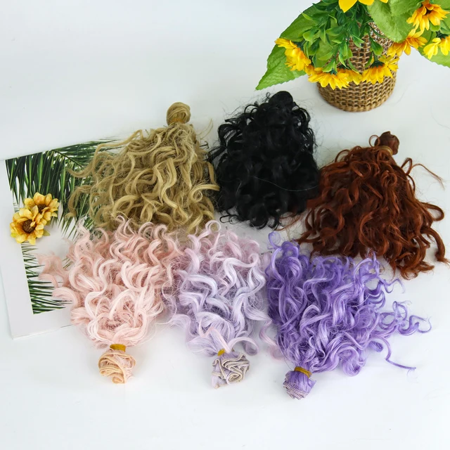 MUZIWIG 15*100cm Tresses Screw Curly Hair Extensions for All Dolls DIY Hair Wigs Heat Resistant Fiber Hair Weft Toy Accessories 4