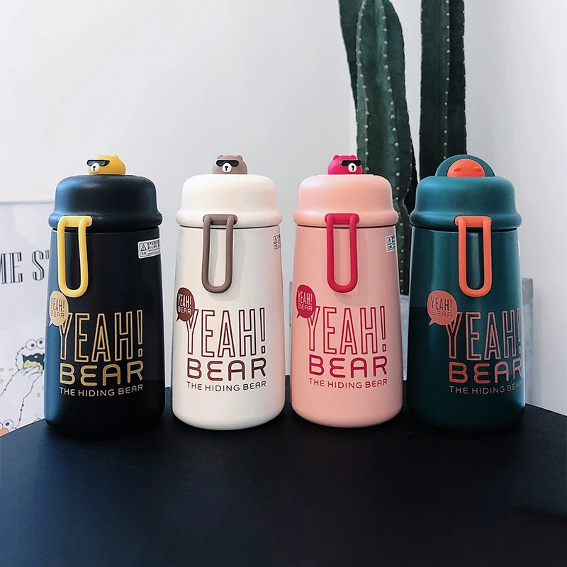 소녀를 위한 귀여운 물병 무료 배송 항목 휴대용 커피 컵 320ml 절연 텀블러 스테인레스 스틸 진공 플라스크, 여자를 위한 물병 절연 컵, 도매