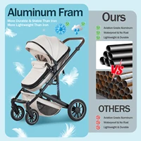 Poussette de luxe 3-en-1 avec siège auto pour nouveau-né, landau tout-terrain, poussette de voyage pour bébé avec amortisseurs et cadre en aluminium 7