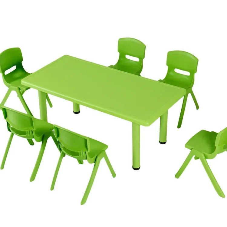 Kindergarten Table Children's Plastic Six People Long Table Children's Study Desk Adjus desk student table