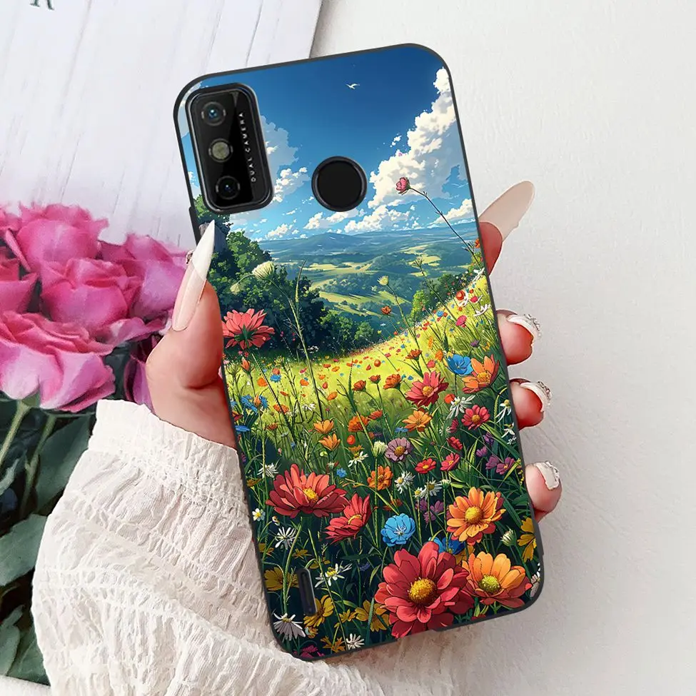 Silicone Cute Floral & Funny Painted Back Cover