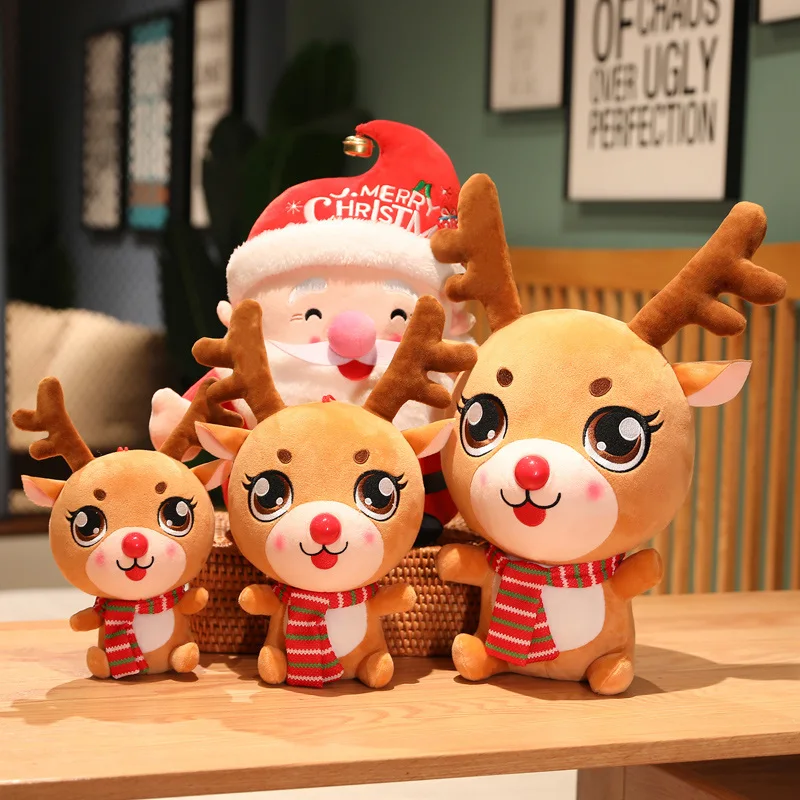 Christmas Santa Stuffed Toys Reindeer Plush Pillow Soft Festival Doll Plushie For Christmas Kids Girls Gift 6