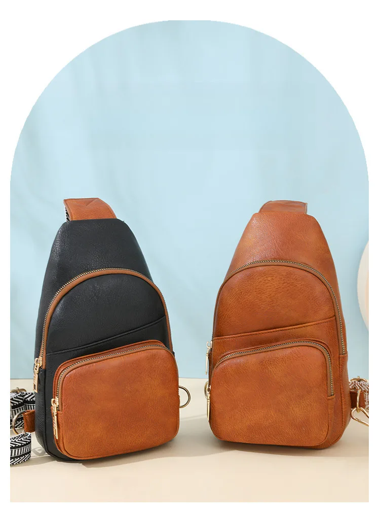 2024 Neue koreanische Ausgabe Vielseitiger modischer Rucksack mit einem Kreuzschultergurt Lässige kleine Brusttasche für Damen_voghion.com