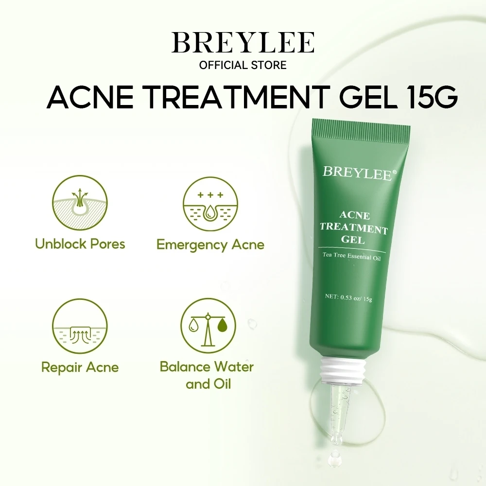 BREYLEE Tea Tree Oil Acne Lightening Gel Soothes Redness And Acne Oil Control And Anti-inflammatory Repair Skin Care 15g