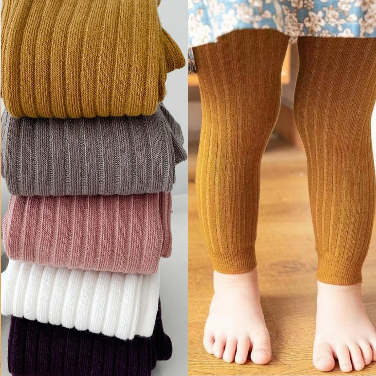 Baby Girls Ribbed Cotton Elasticity Stretch Tight Leggings Children Pants for Kids Girl 0-6 Years Spring Autumn