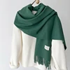 Luna&Dolphin Women Winter Solid Color Scarf Imitation Cashmere Soft Brown White Warm Knitted Woolen Ins Neck Pashmina Big Shawl 6
