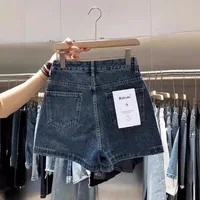 2025 Summer Denim Shorts Women's Trendy Versatile High-Waisted Loose-Fit Straight-Leg Casual Mid-Length Wide-Leg Vintage Pants - Image 2