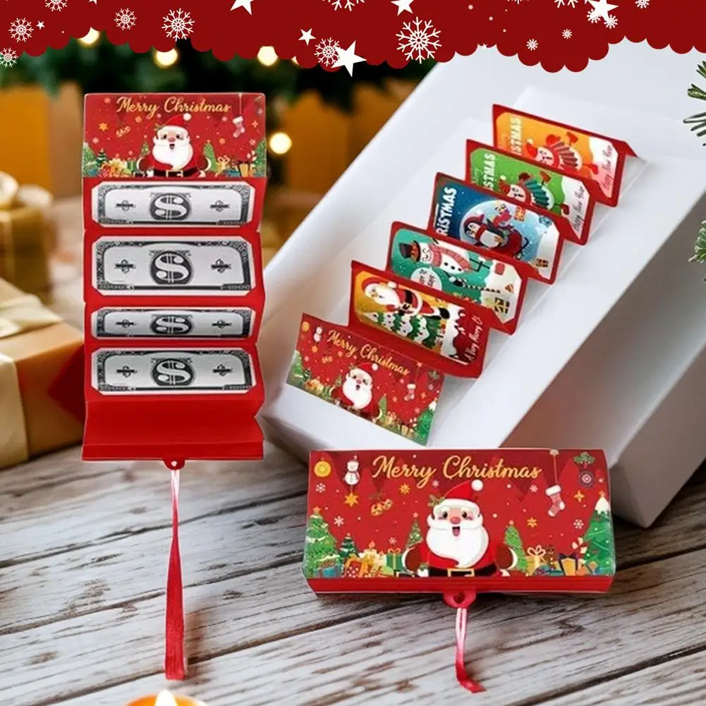 5Pcs Holiday Red Envelope 10-Slot Christmas Money Bag And Gift Card Clip Perfect For Christmas Birthdays And Party Supplies