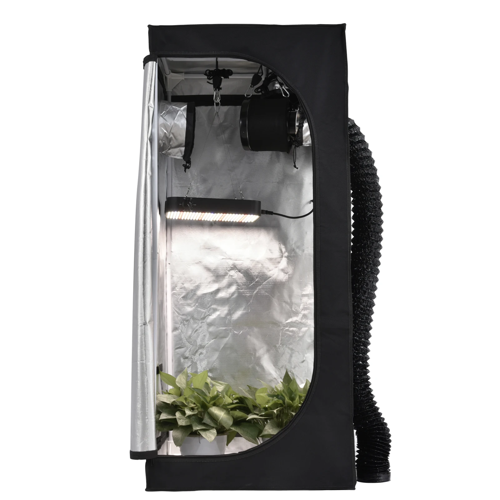 Growzelt Komplettsystem: Anzuchtzelt mit Lüfter, Aktivkohlefilter und dimmbarer LED-Vollspektrum-Wachstumslampe – Detail 2