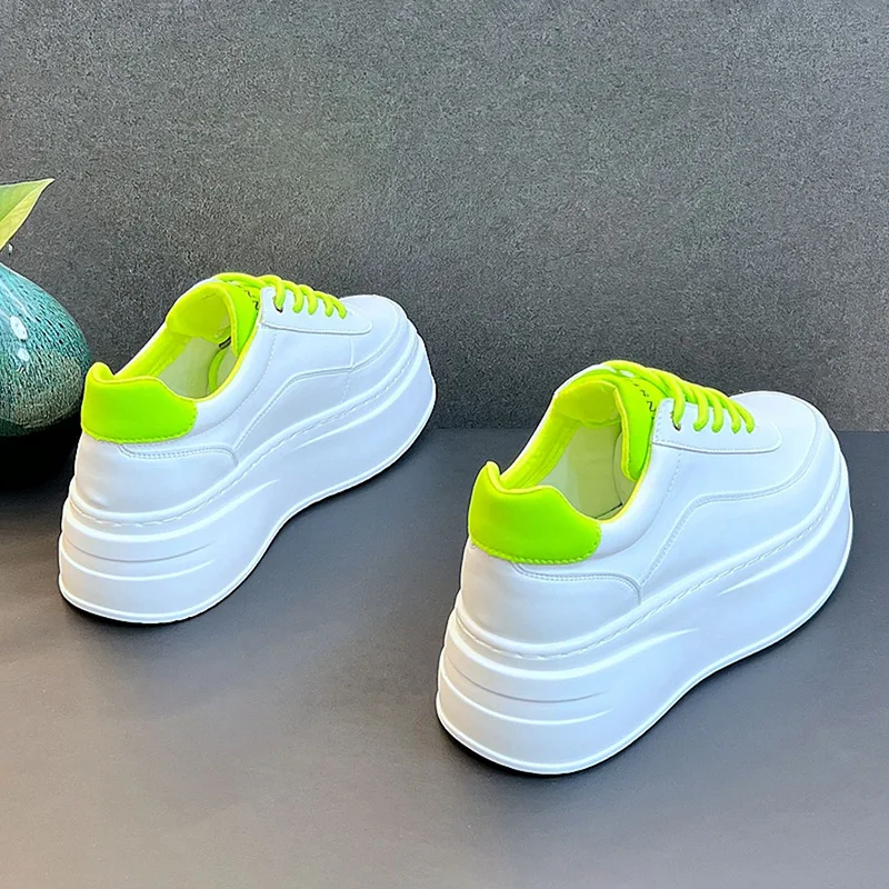 Men's Height Increasing Shoes  New White Fashion Breathable Thick Soled Flat Shoes Trend Versatile Casual Board Shoes man