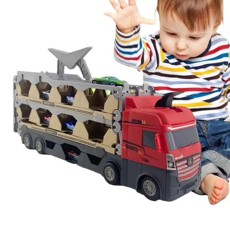 

Transport Truck With Ejection Track Transport Car Carrier Truck Foldable Catapulting Deform Truck With Ejection Race Track