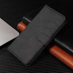 Leather Flip Wallet Phone Case with Card Slots and Magnetic Stand - Book Cover Design for Redmi A5 173 mm (H7 - Black)