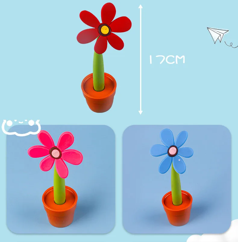 Lytwtw's-Topfpflanzen-Sonnenblumen-Kugelschreiber, süßes Kawaii-Briefpapier, Büro, Schulbedarf, kreatives Geschenk, lustig, 1-teilig – Detail 1