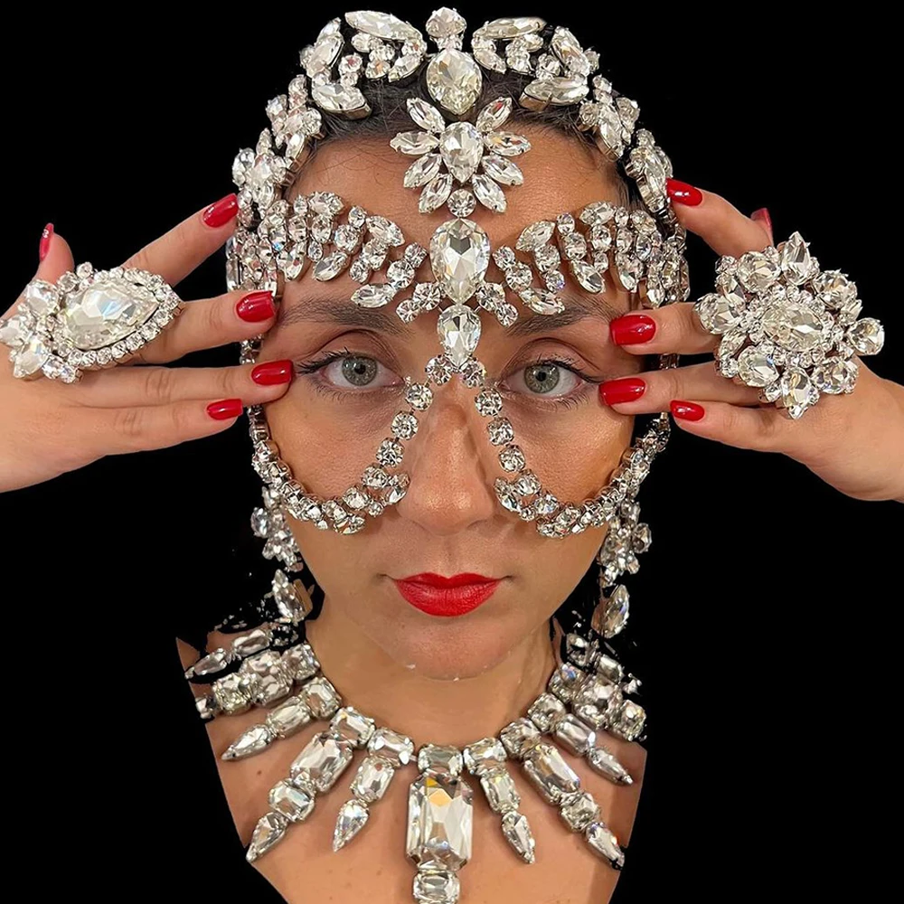Fashion Simple Rhinestone Water Droplet Pendant Face