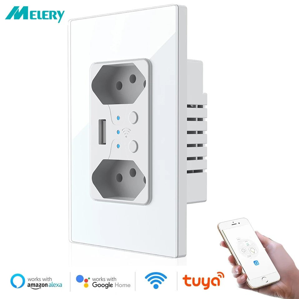 WiFi Smart Wall Socket USB Electrical Plug Outlets Plastic Glass Panel Remote Control Tuya Alexa Google Home electrical socket,smart plug,smart plug outlet,power socket