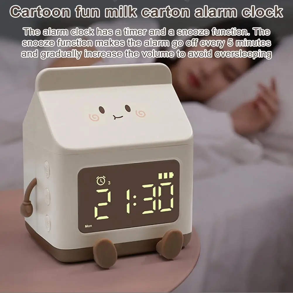 AlarmClockDigitalClockMilkBoxShapeClockChildrenWakeUpClock