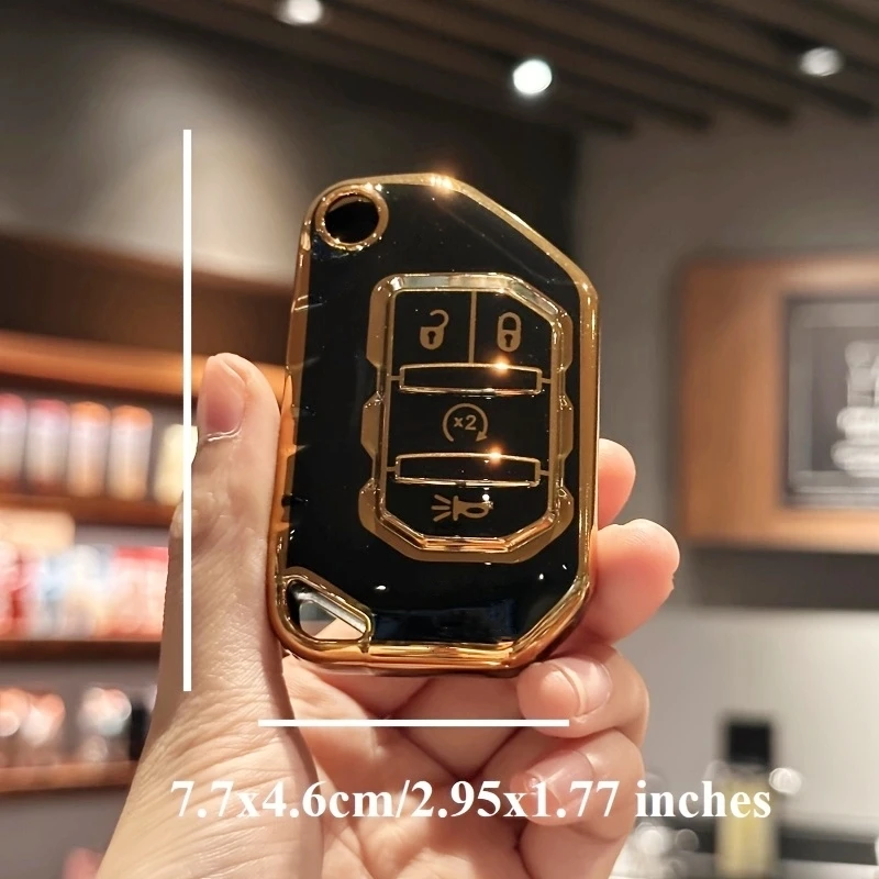 랜야드 달린 자동차 열쇠 고리 커버, 지프 랭글러 JL 2018 2019 2020 2021, 글래디에이터 스마트 리모컨 보호대
