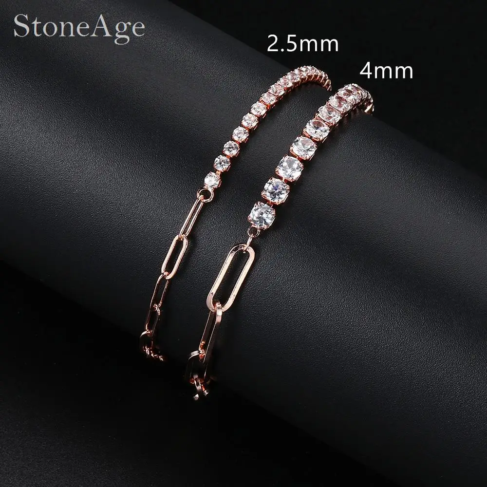 Exquisite bunte Zirkonia y2k Tennis Armbänder für Frauen 2000s ästhetische Halbketten Halbkristall Geburts stein Armbänder Schmuck – Detail 6