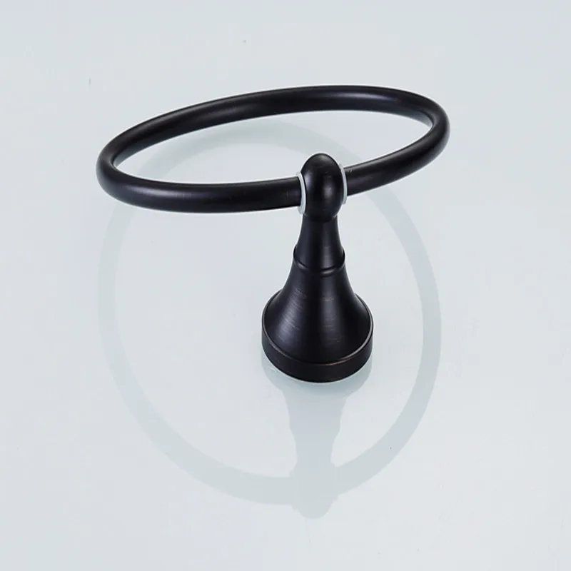 new Brass Towel Holder Bathroom Accessories Wall Mounted Round Towel Rings Rack Kitchen Storage Black bronzing process