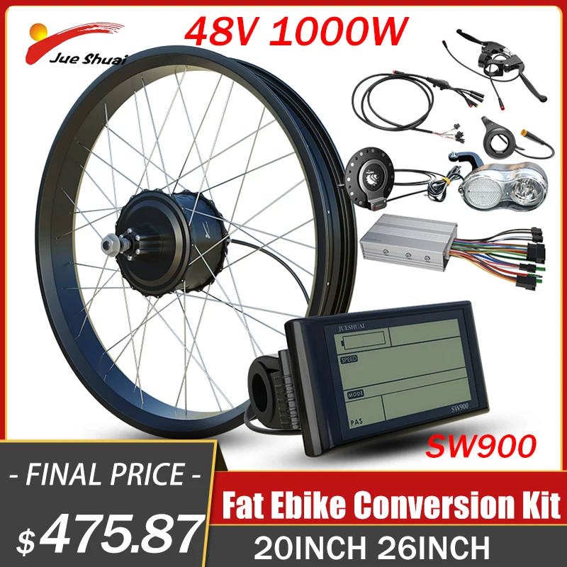 

Electric Bicycle Conversion Kit Fat Bike SW900 48V 1000W 20''26'' Wheel Rear Dropout 170/190mm Kit Bicicleta Electrica Snowbike