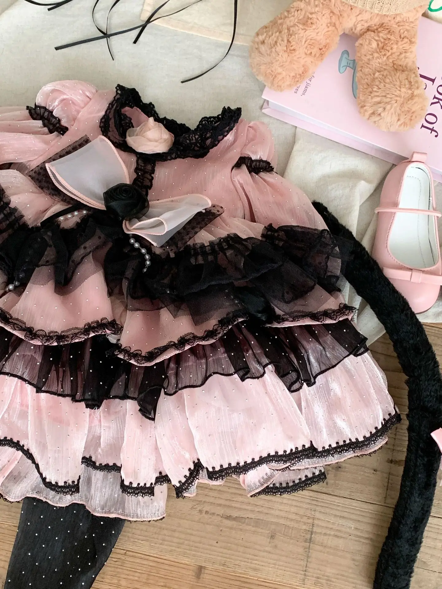 Kinder Spanische Kleider Kleinkind Mädchen Lolita Prinzessin Spitzenkleid Kinder Kawaii Katze Ballkleider Baby Luxus Geburtstagskleid – Detail 13