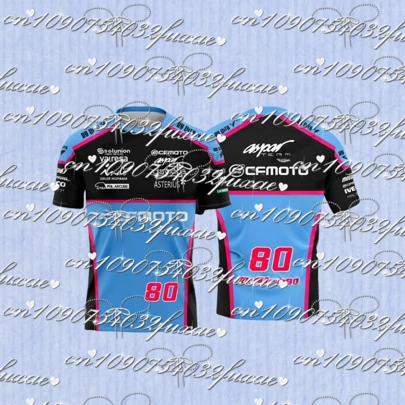 2025 신상 남성 캐주얼 스포츠 셔츠, 레이싱 경쟁 셔츠, Cfmoto Aspar 팀 80, 드라이버 데이비드 팬, 블루 컬러, 여름