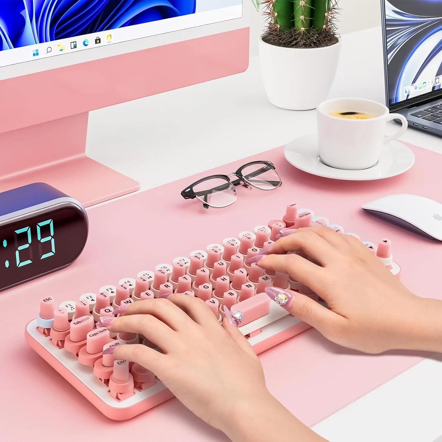 128 Stück Silikonne Nagel-Tipp-Aufkleber Für Keyboard – Schützt Lange Nägel & Reduziert Typgeräusche