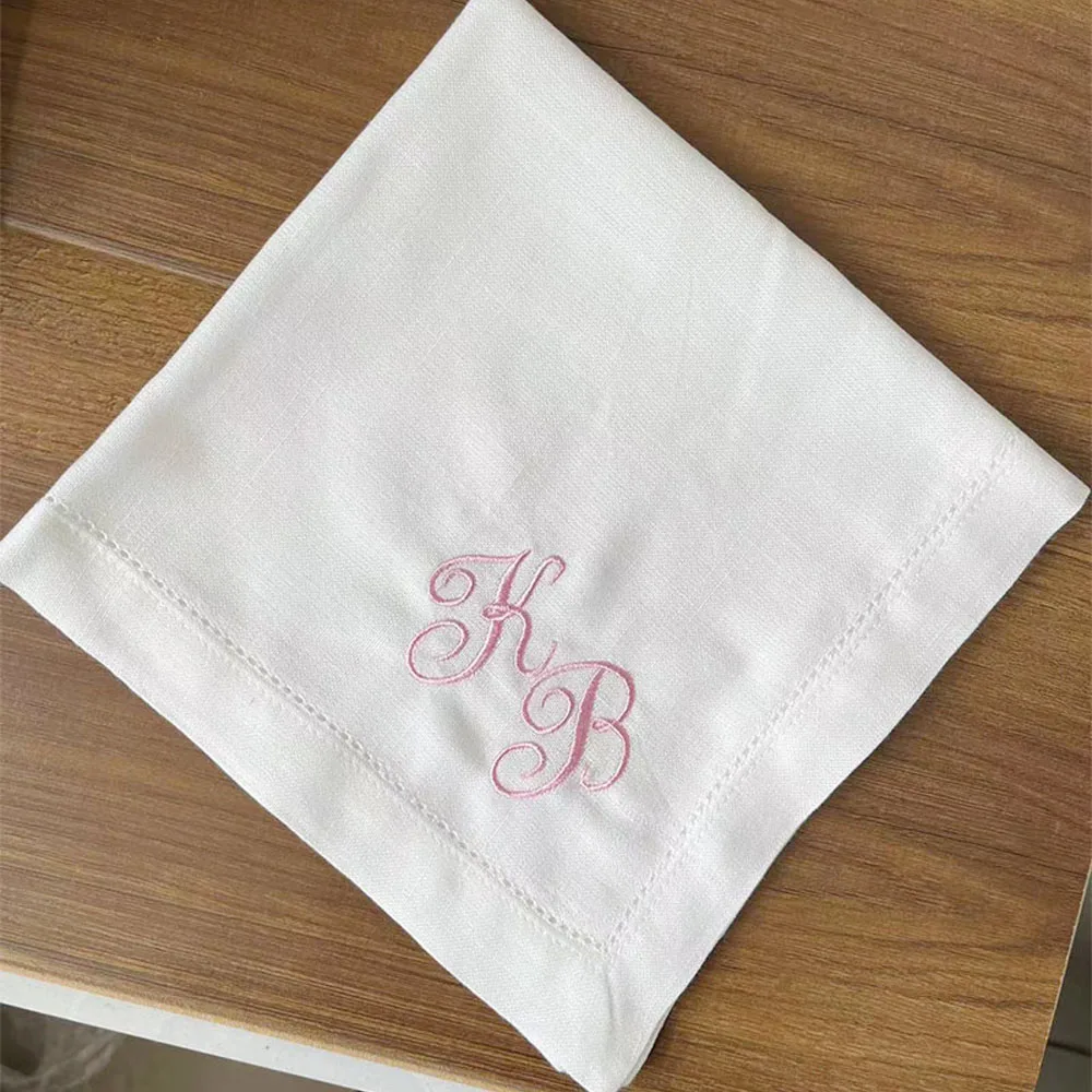 Personalized Letter Customization Embroidered Napkins Home Wedding Party 1piece cotton napkins,polyester napkins,satin napkins,disposable paper napkins,paper napkins,linen napkins