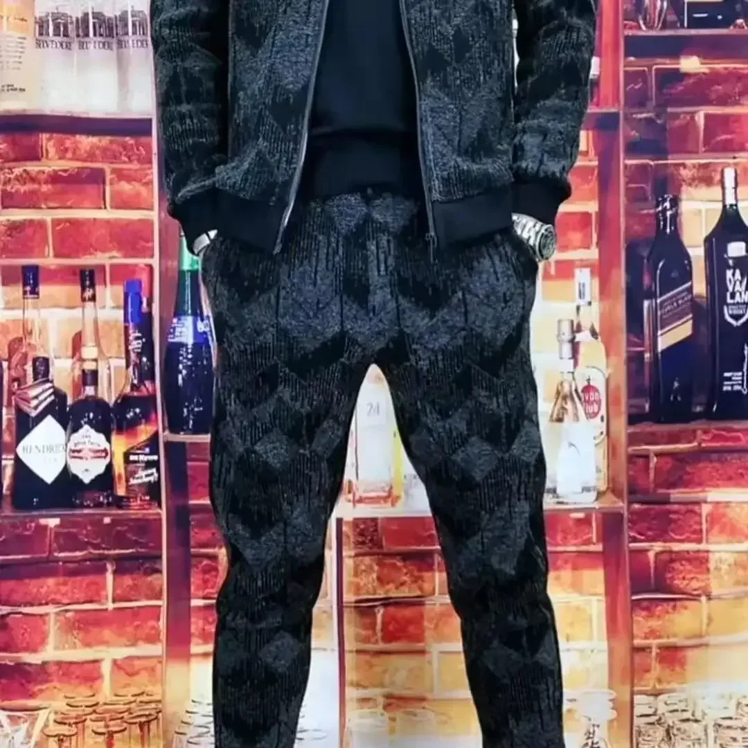 2024 New Casual Fashion Men's Sports Suit Fashion Trend Temperament Two-piece Set Plus Size Men Suits for Men  Tracksuit 2