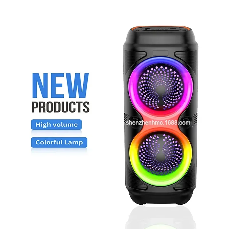 

Creative portable Bluetooth speaker outdoor KTV karaoke microphone singing dual color dynamic RGB lights card insertion FM radio